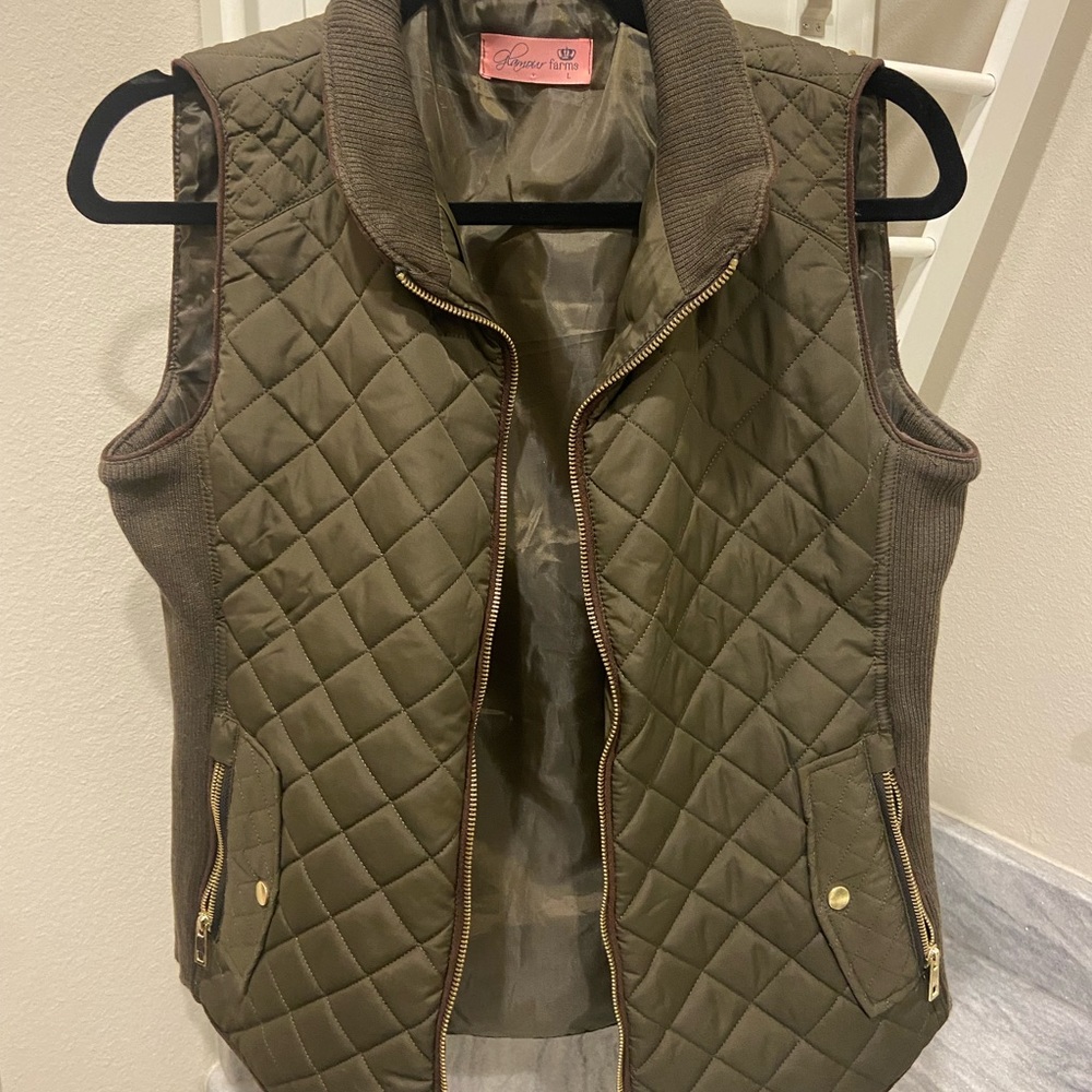 Olive Green Quilted Vest